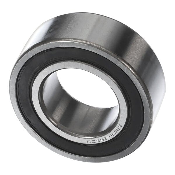 A close-up of a stainless steel double row ball bearing.