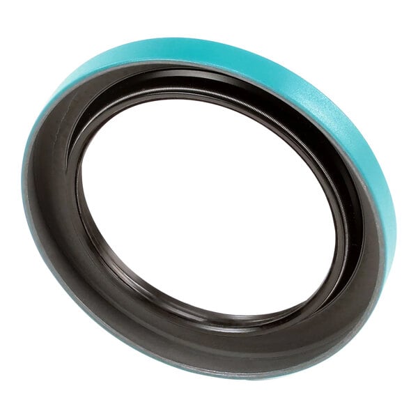 A blue and black rubber seal ring with a circular shape.