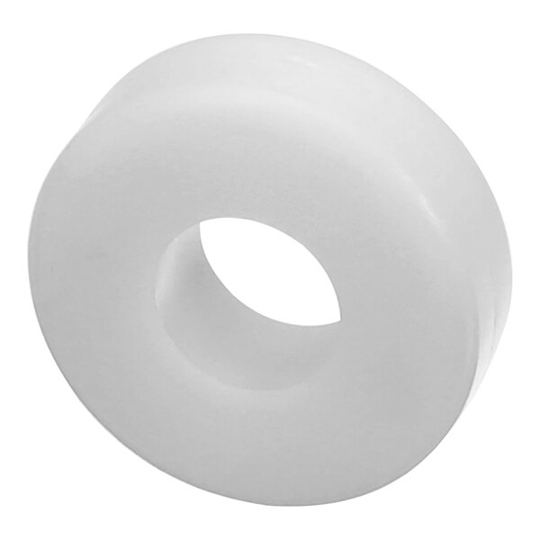 A white circle with a hole in the middle.