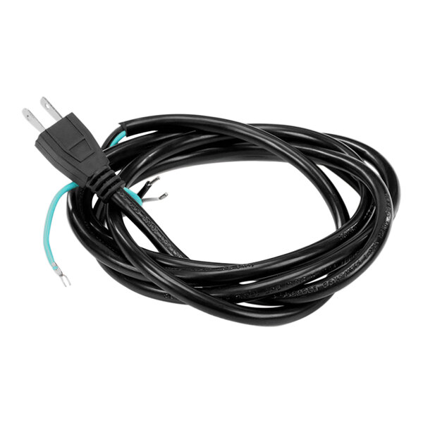 A black cable with a plug.