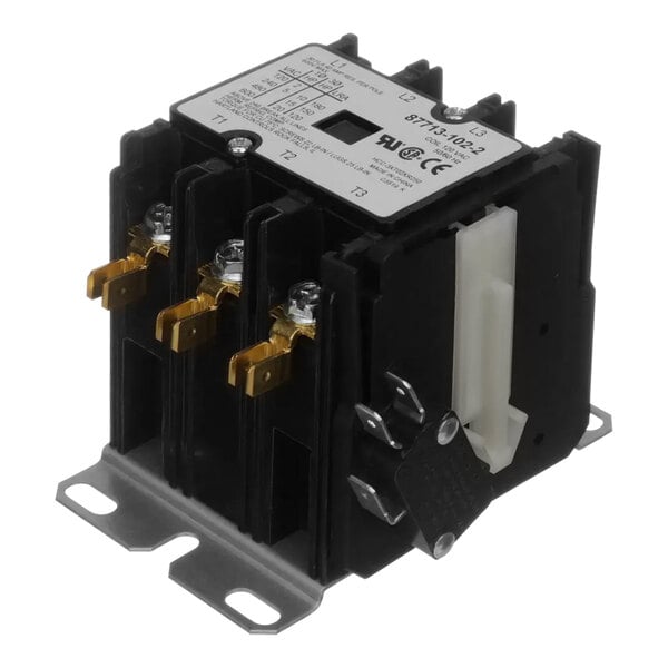 A black and silver Hobart Contactor with two terminals.