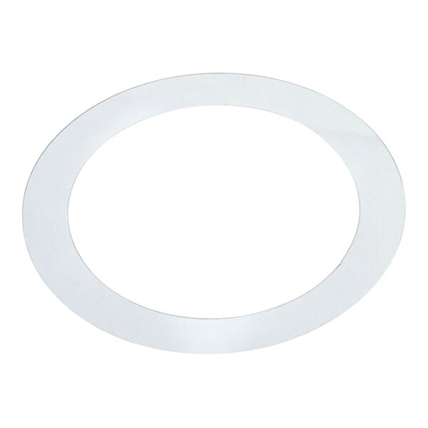 A white circular shim with a hole in it.