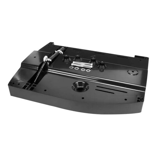 A black metal Hobart bottom cover assembly with screws.