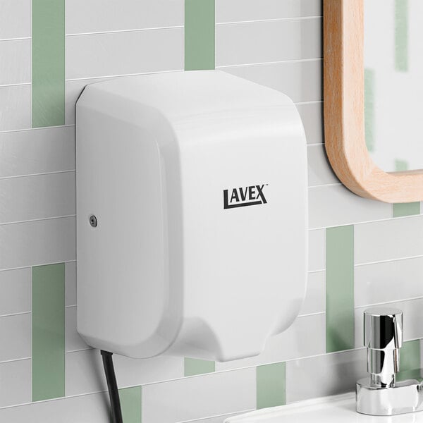 Lavex White Stainless Steel Automatic Hand Dryer - 110/120V, 1,350W