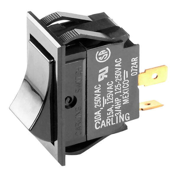 A black Hobart rocker switch with white text.