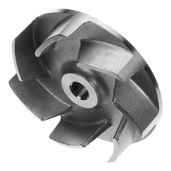 A metal Hobart impeller with a nut on the end.