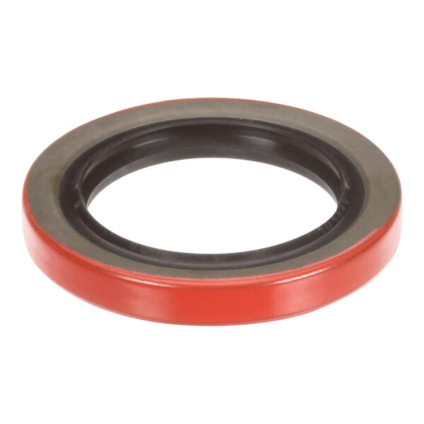 A red rubber Hobart oil seal with a black ring.