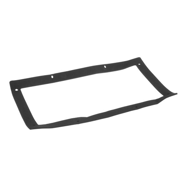 A black rubber rectangular gasket with holes.