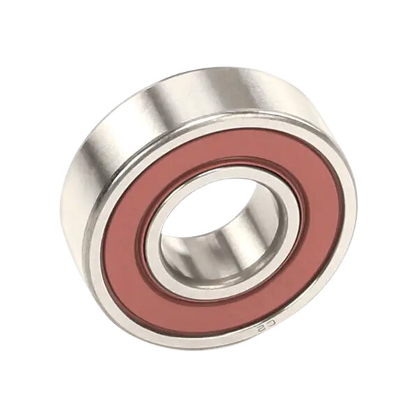 A close up of a Hobart ball bearing with stainless steel and red rubber parts.