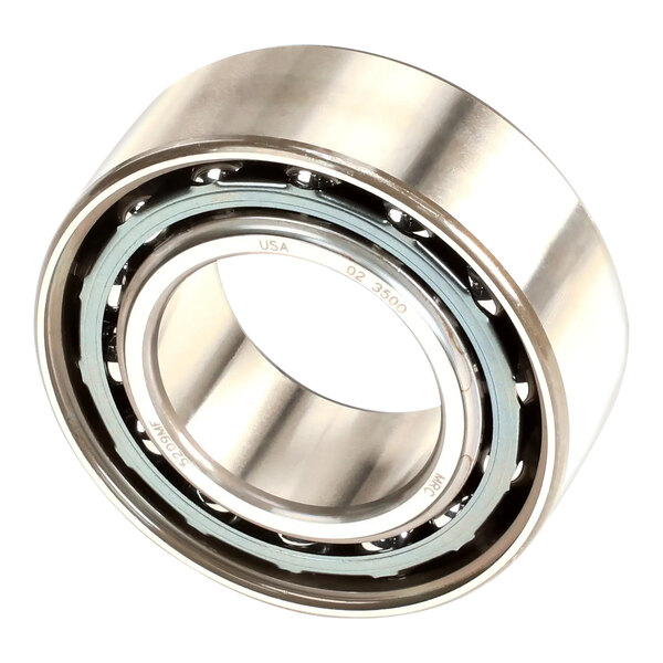 A close-up of a stainless steel Hobart ball bearing.