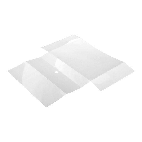 A white plastic mylar barrier with a hole.