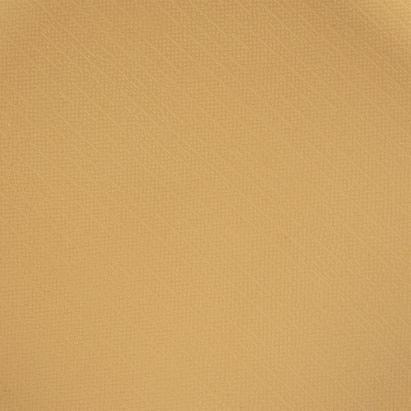 A close-up of a tan square melamine plate with a rattan-colored surface.
