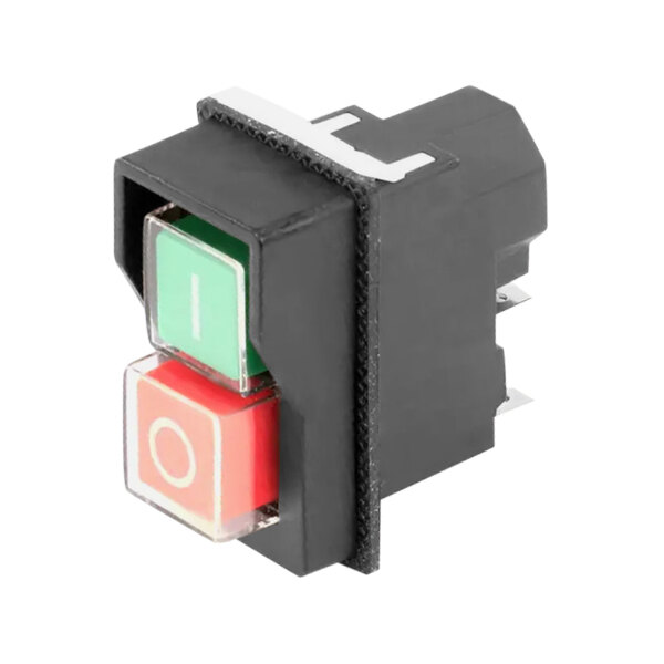 A black Hobart switch with red and green buttons.