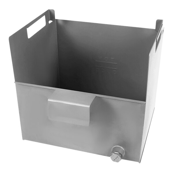 A metal container with a handle.