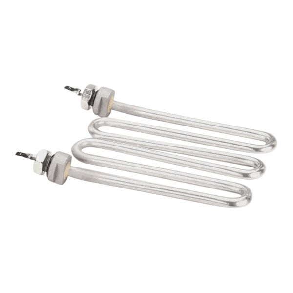 A close-up of three Hobart stainless steel heating elements.
