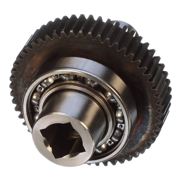 A close-up of a Hobart low speed gear assembly with a gear wheel.