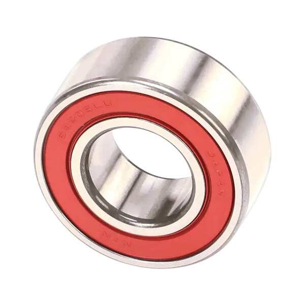 A close up of a Hobart ball bearing with red rubber seal.