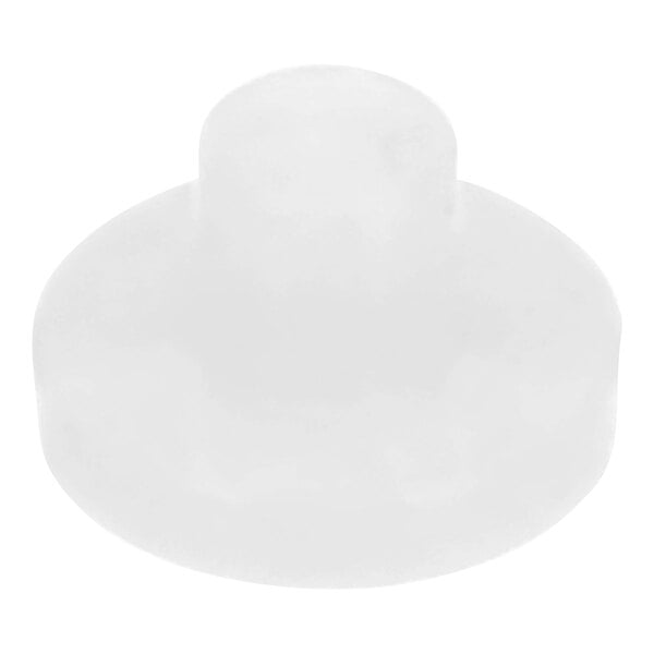 A white plastic round knob.