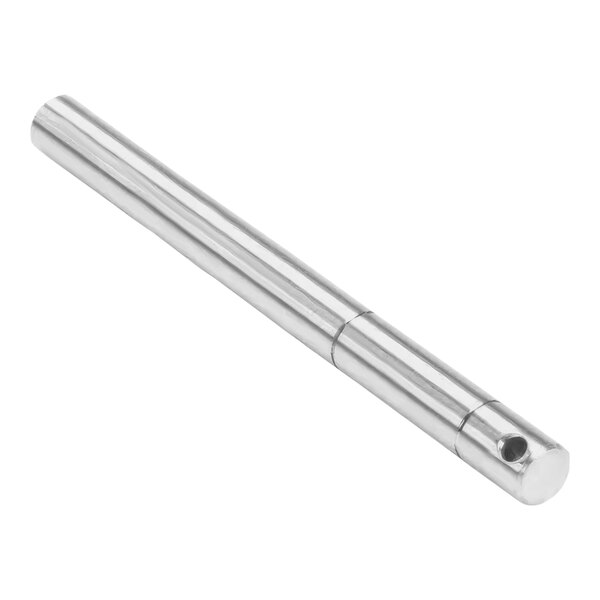 A silver metal Hobart clutch shaft with a hole.