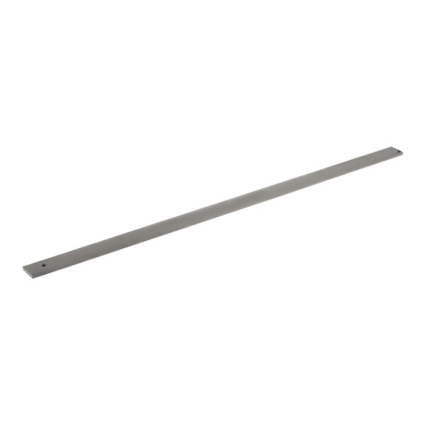 A long metal bar with a black handle.