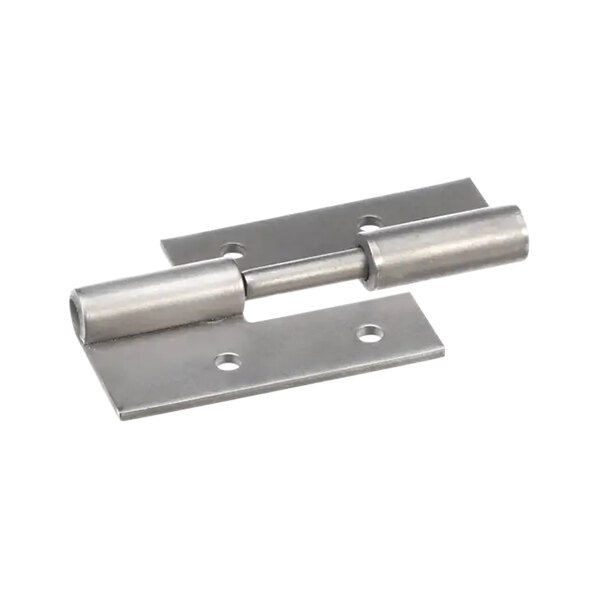 A stainless steel Hobart upper assembly hinge with two screw holes.