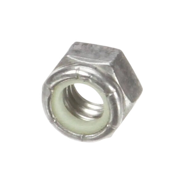 A close-up of a Hobart stop nut with a white plastic cap.