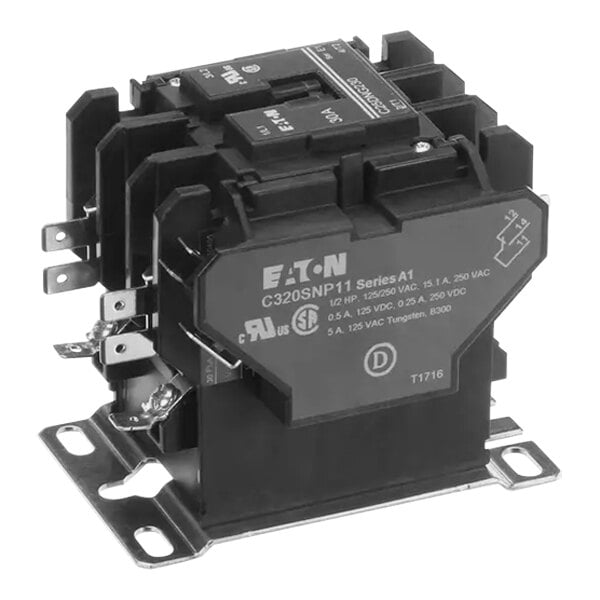 A black and silver Hobart contactor.
