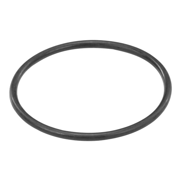 A black rubber Hobart O ring on a white background.