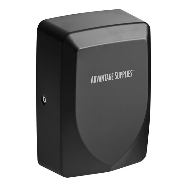 a black box with a white text