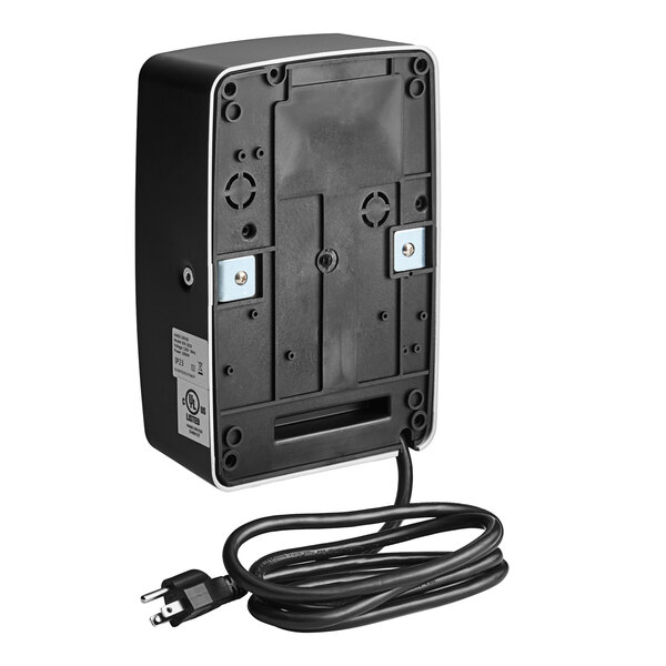 A black rectangular Advantage Supplies ThinDry automatic hand dryer with a cord.