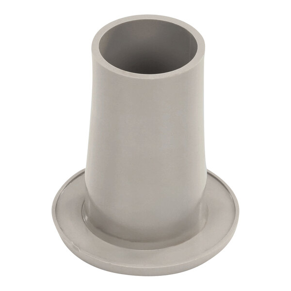 A grey plastic tube with a round base.