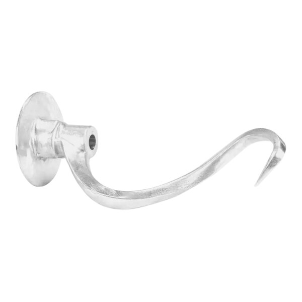 A silver metal Hobart 30 qt dough arm hook.