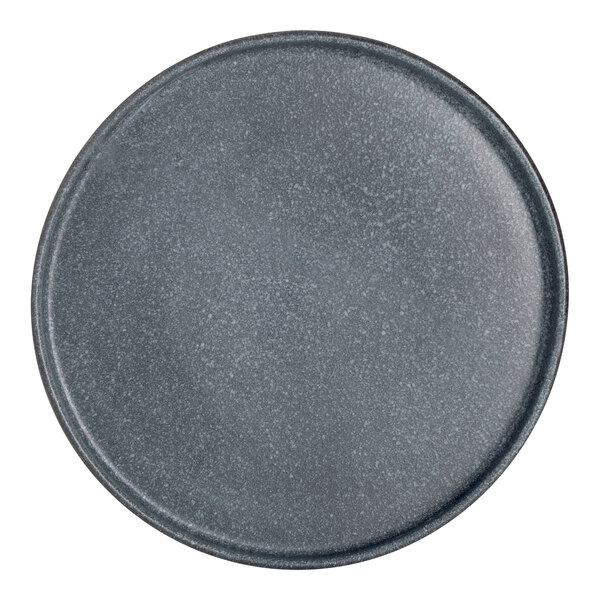 A round gray Roca China tray with speckled specks.