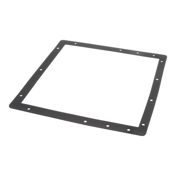 A black square metal frame with holes.