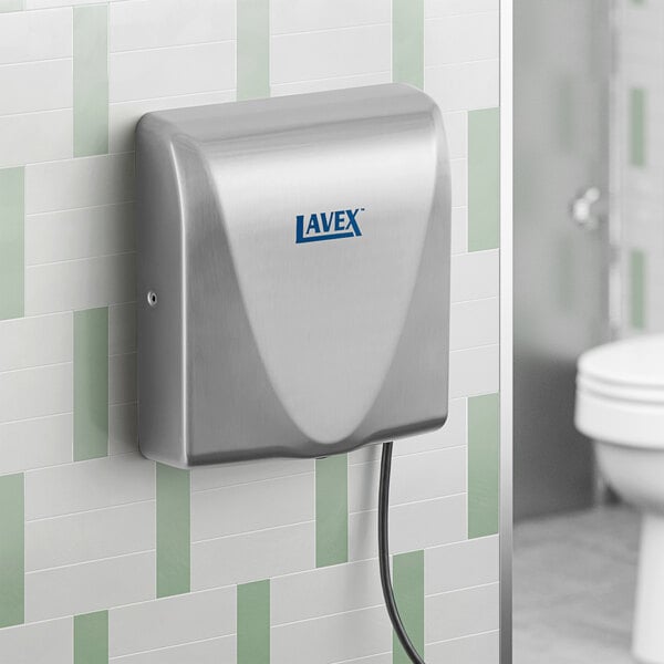 Lavex Satin Stainless Steel Automatic ADA Hand Dryer with HEPA Filtration - 110/120V, 1,000W