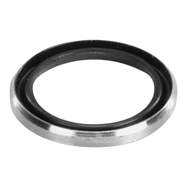 A black and white rubber seal with a black circle and white center.
