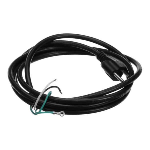 A black Hobart power supply cord with a plug and green and black wires.