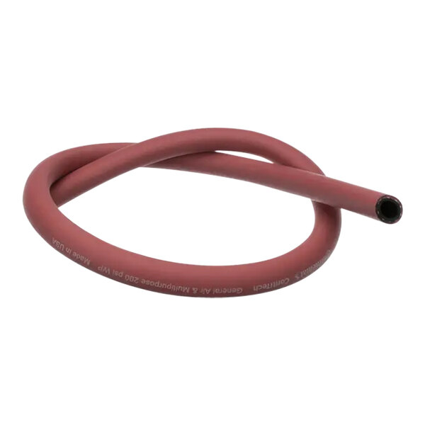 A red rubber Hobart Adaptaflex hose with a metal end.