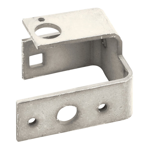 An aluminum Hobart bracket with holes on the side.