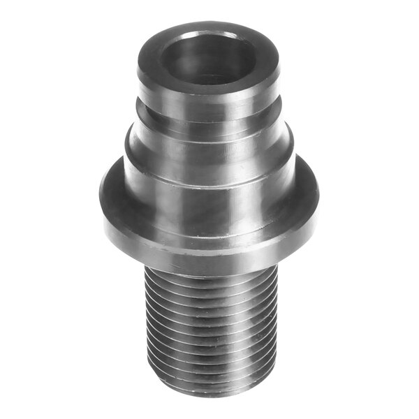 A close-up of a Hobart stainless steel barbed fitting.