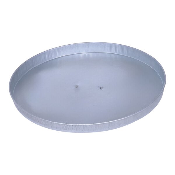 A round metal tray with a hole in the middle.