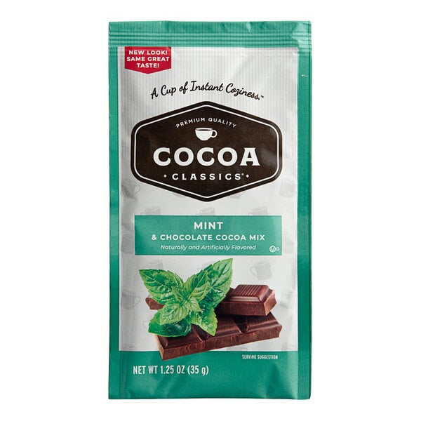 A case of 72 Cocoa Classics Mint and Chocolate Cocoa mix packets.