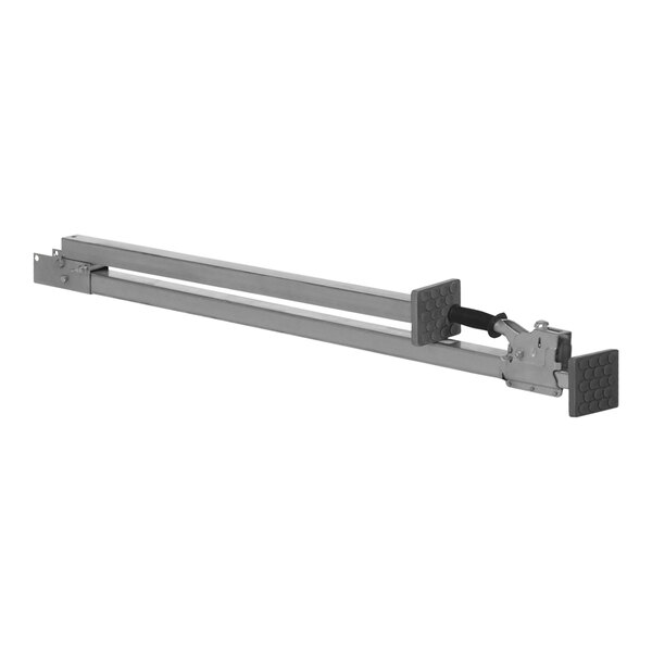A steel folding cargo bar with a black handle.