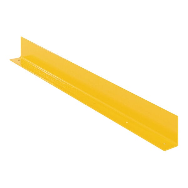 A yellow steel floor safety curb beam with a long edge on a white background.