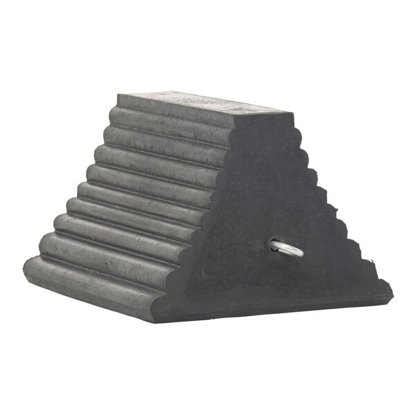 Vestil 8" x 9 1/4" x 6" Molded Rubber Wheel Chock with Eye Hook RWC-8