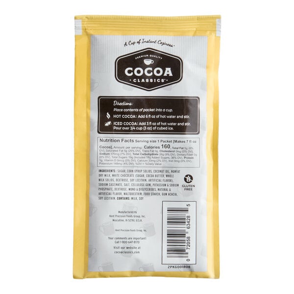 Cocoa Classics Arctic White Chocolate Cocoa Mix Packet - 72/Case