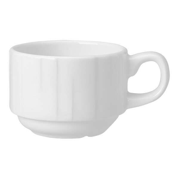 A white Steelite Distinction Alina cup with a handle.