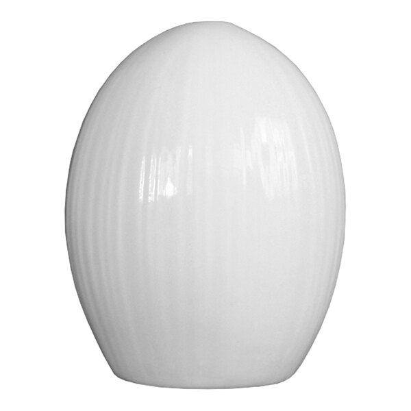 A white egg shaped salt shaker.