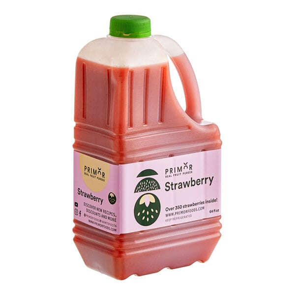 A jug of Primor Strawberry Puree.