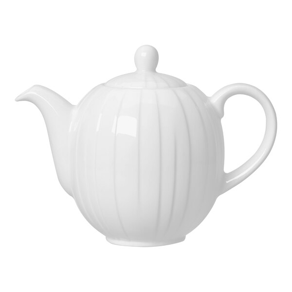 A white Steelite Distinction Alina beverage pot with a lid.